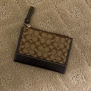 Brown COACH card and coin case